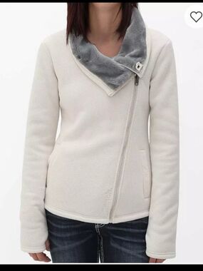 BENCH Jacket Womens M Asymmetrical Full Zip Fleece Lined Activewear  White